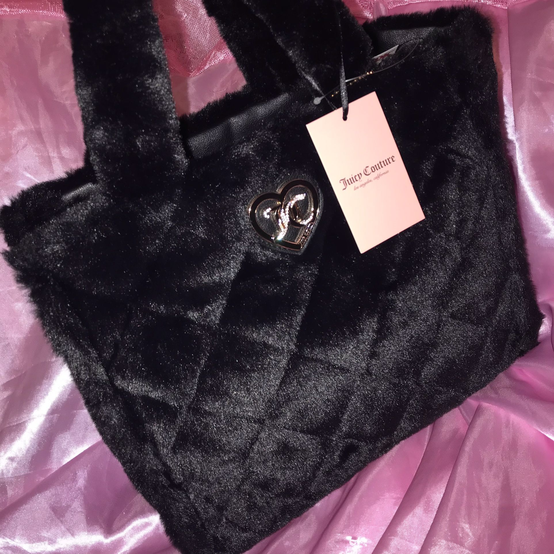 JUICY COUTURE Big Black Faux Fur Tote