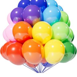  120 Balloons Rainbow Set 12 Inches, Assorted Color