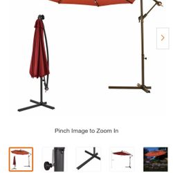 New 10ft Steel hanging solar patio umbrella #2left