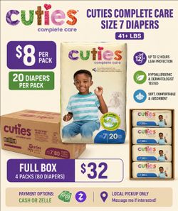 Cuties Complete Care Size 7 Diapers – Pack of 20 or Full Box Available