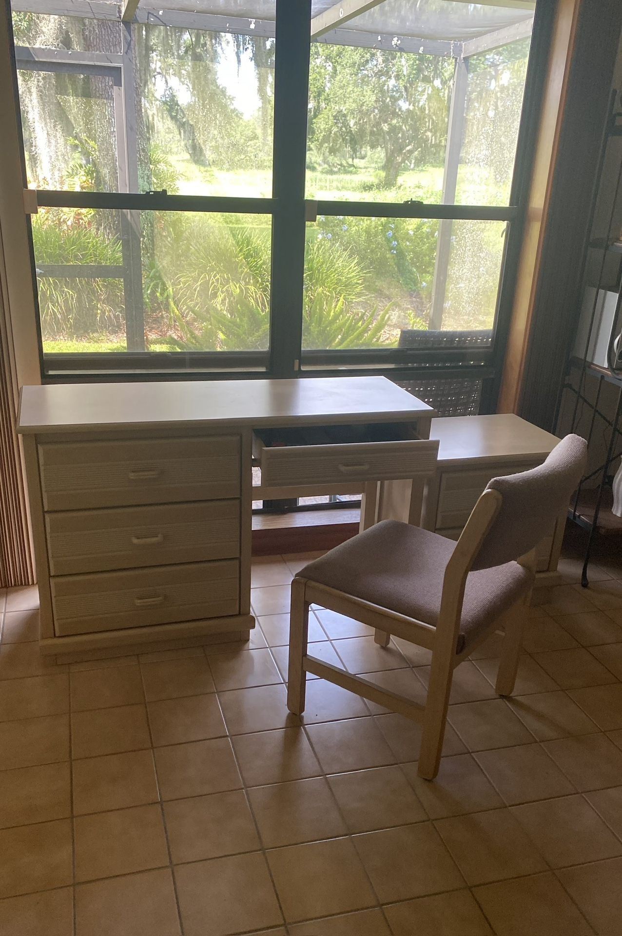 Vintage Desk Set With Matching Night Stand