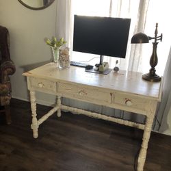 Vintage Shabby Chic Crackle Desk Spiral Legs