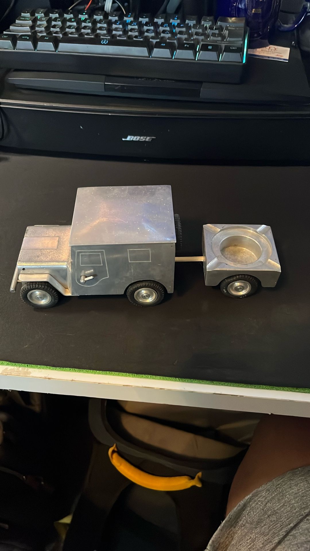 Black Friday $180 Vintage BAIER WWII GERMAN GES-GESCH Willys JEEP Petrol Lighter & Ashtray Antique