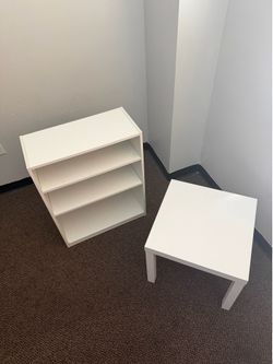 All white shelf and table!