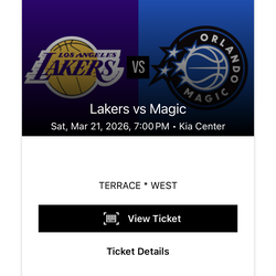 Lakers Vs Magic  Solo Ticket