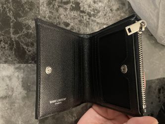 SAINT LAURENT, Two Toned Calfskin Leather Fold Wallet