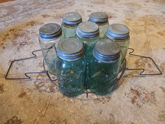 Old Mason jars w/ carrier