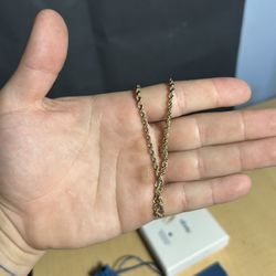 Solid 14k Yellow Gold Rope Chain 18" 3mm 15 Grams Diamond Cut