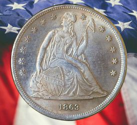 1863 Seated Liberty Dollar Silver Plated Novelty Coin - Cir