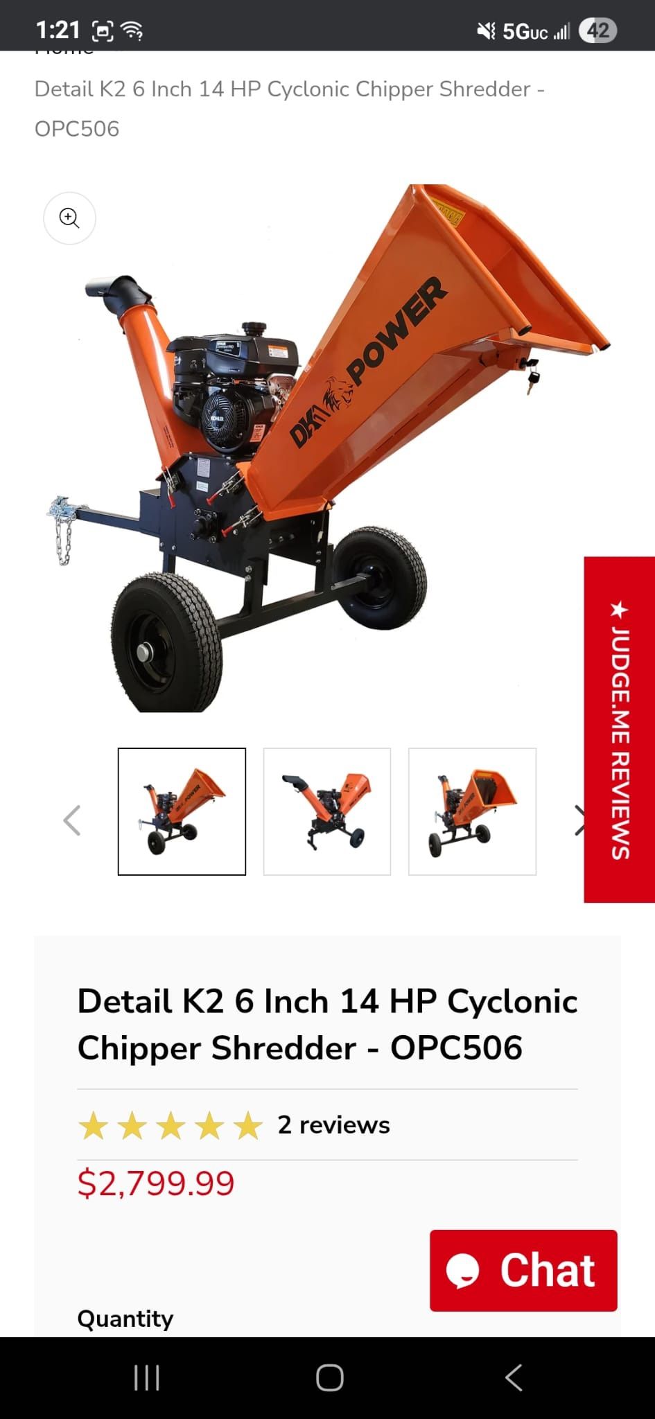 Detail K2 6 Inch 14 HP Cyclonic Chipper Shredder - OPC506  Wood Chopper