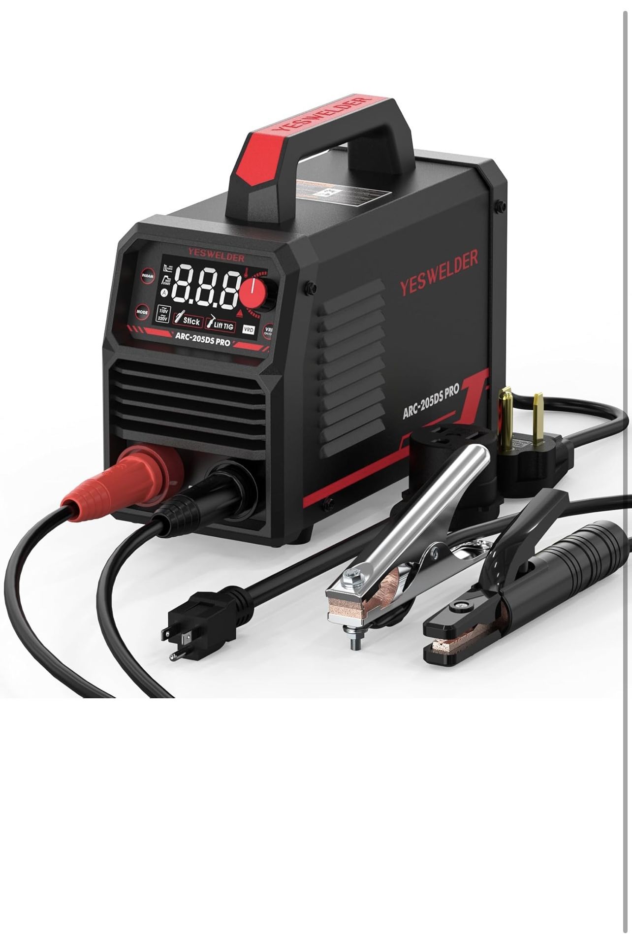 YESWELDER 205Amp Stick Welder Large LED Display, Digital Inverter IGBT ARC Welding Machine, 110V/220V Dual Voltage Hot Start Portable MMA Welder Machi