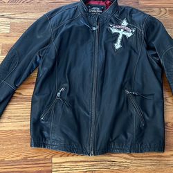 Men’s Affliction  Xl Leather Jacket In Black Number 523 Of 2700