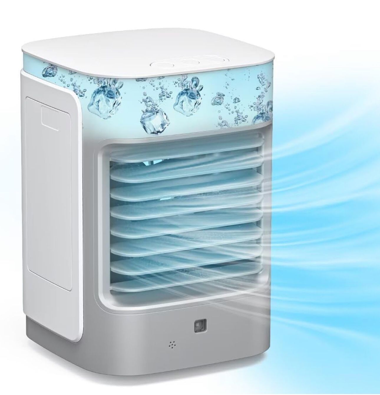 Portable Mini Air Conditioner,3-in-1 Personal Small Ac Unit Cooler, 3 Speed Desk Fan,7 Colors Light Swamp Evaporative Windowless Humidifier for Room O