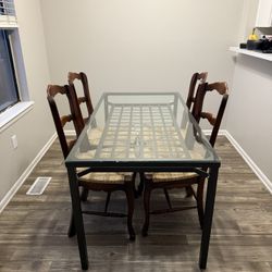 Glass Dining Table + 4 Chairs – Complete Set