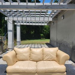 Beige Leather Sofa Couch