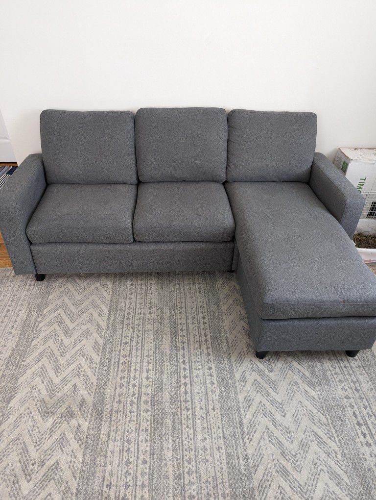 $200 Grey Sofa w. Adjustable Chaise/Ottoman