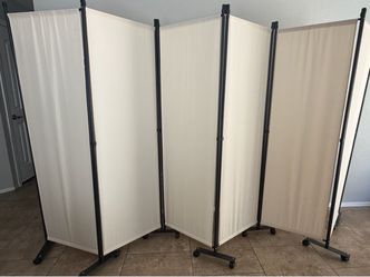 Adjustable Beige Room divider on wheels
