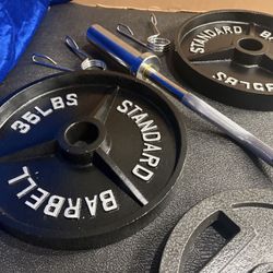 NEW Olympic Equipment Curl Bar of 20# with Cooper Bearings and Plates 2X35s, 2X25s, 2X10s and 2X5s pounds. Brute 170#