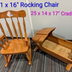 Wooden Child's Rocking Chair And Cradle Set