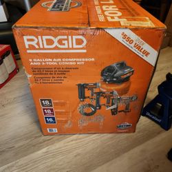 Rigid 6 Gallon Compressor and 3 Tool Combo Kit Unboxed