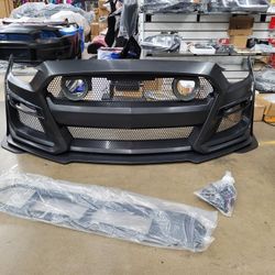 15-17 Ford Mustang GT500 Style Front Bumper Cover Kits W/ Lip LED Grille


