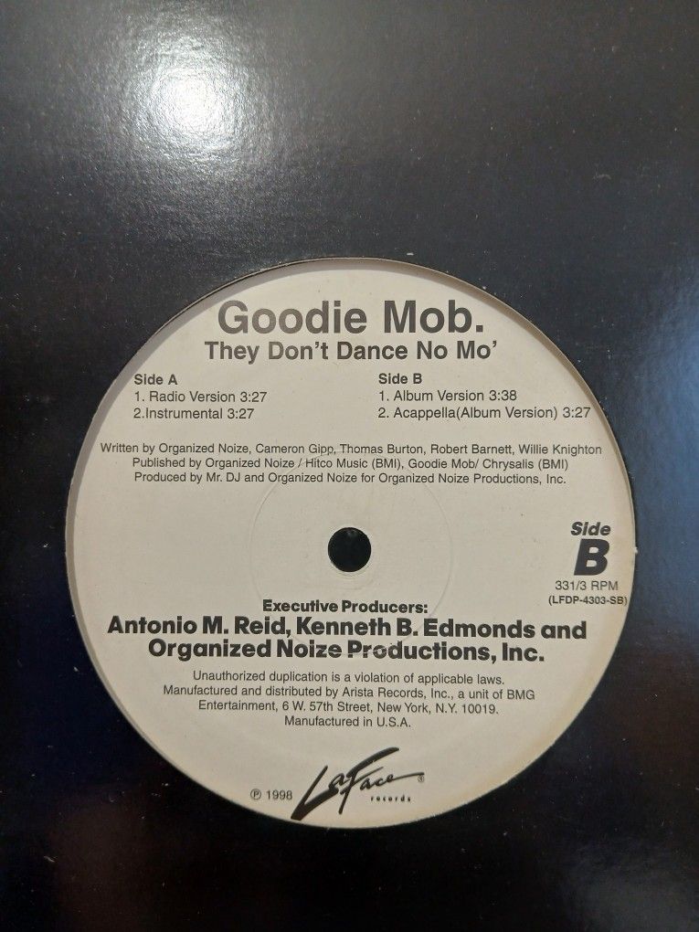 1998 Goodie Mob - They Don't Dance No Mo' 12" Single Vinyl Record Promo