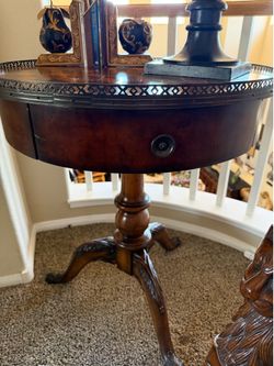 Parquetry Regency Style Drum Side Table