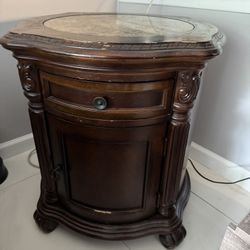 Wood/Marble Side Table