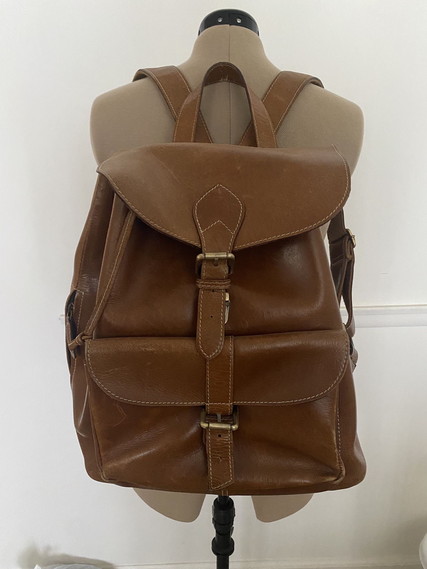 Brown Leather Backpack 