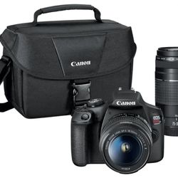 Canon - EOS Rebel T7 DSLR Video Two Lens Kit with EF-S 18-55mm and EF 75-300mm Lenses - Black