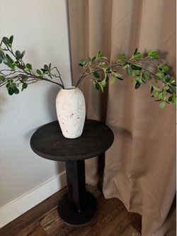 Black Wooden Pedestal Side Table