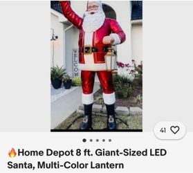 Giant Christmas Santa 8" ft tall