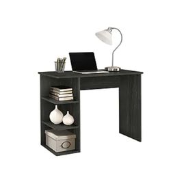 Causal Dark Wood Desk with 3 Book Shelves