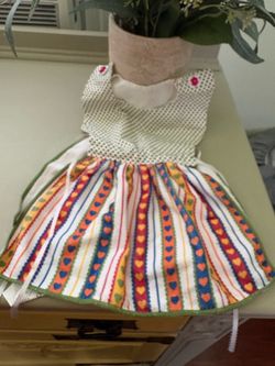 Colorful Striped Heart Oven Apron Dress