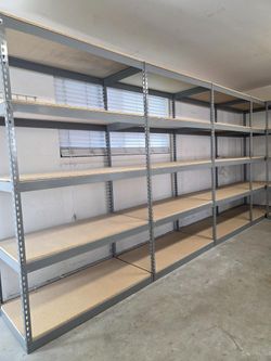 5 Tier Shelving 48 in W x 24 in D American Made Used Heavy Duty Steel Boltless Storage Racks Delivery Available