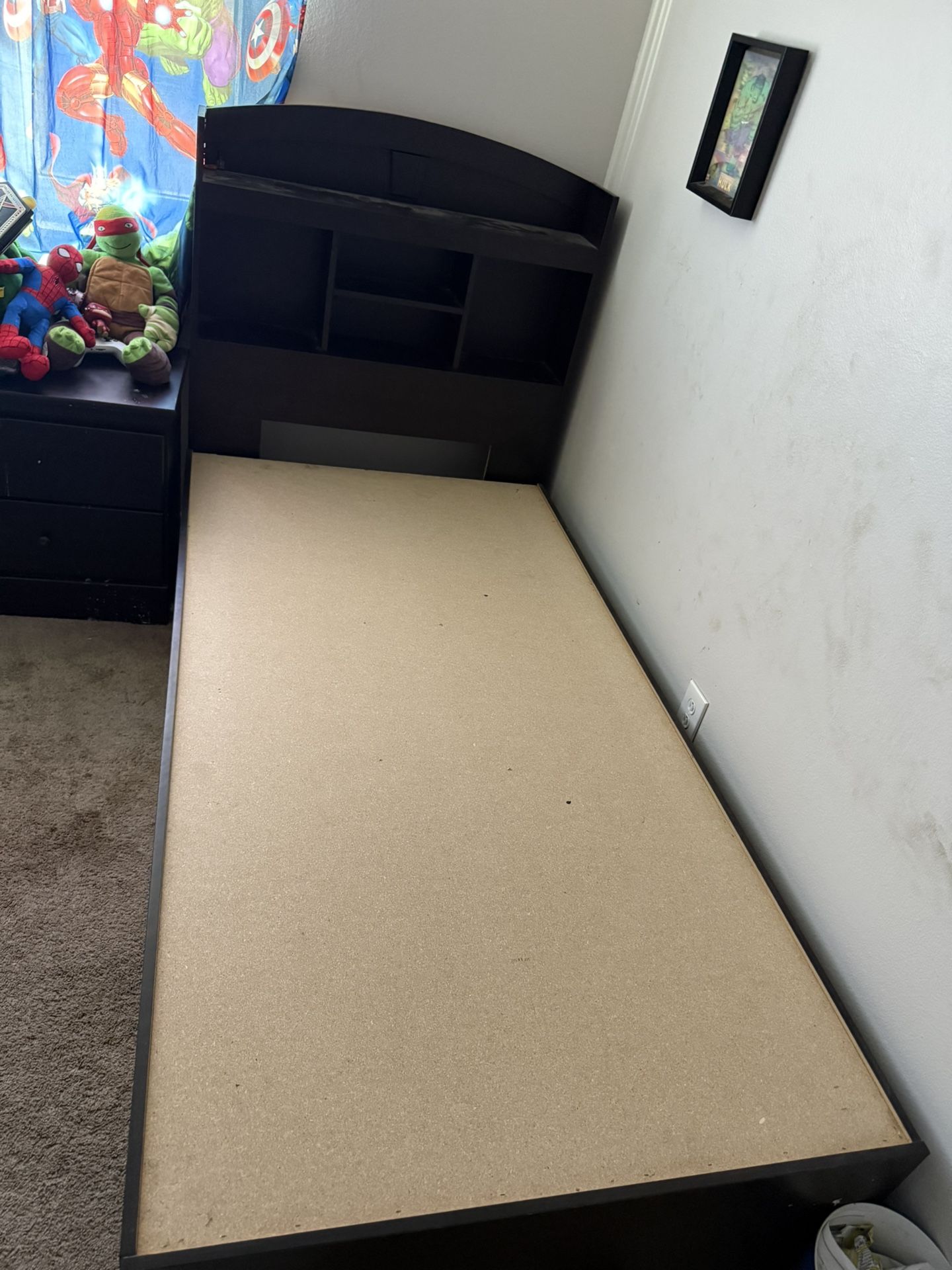 Twin Size Bed Frame And Head Board With 3 Drawers