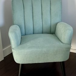 Accent Chair, Green Fabric Upholstered Armchairs