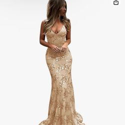 Rose Gold Corset Prom Dress 