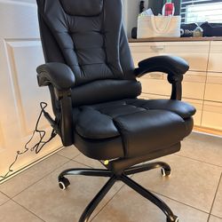 7-Point Vibrating Massage Office Chair, High Back Computer Chair with Lumbar Support, Footrest, Reclining Back, Adjustable Height, Black