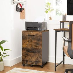 Brown 2 Drawer File Cabinet on Wheels