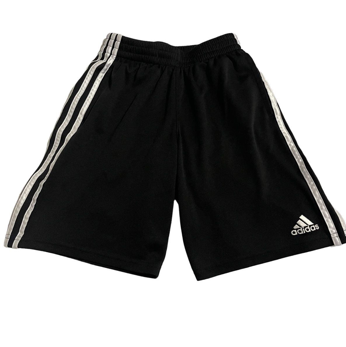 Adidas Shorts Youth Size Medium 3 Stripe Logo Black & White Athletic Activewear
