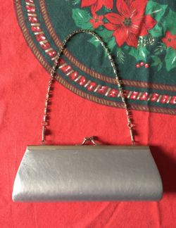 Stunning Vintage Small Silver Purse or Clutch/MCM Era- with removable chain