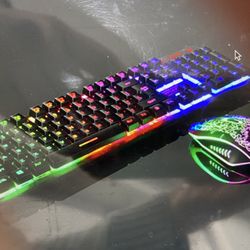 Rainbow Gaming Keyboard And Mouse Set  For PS4/PS3/XBox  LED Multi Colored Changing 