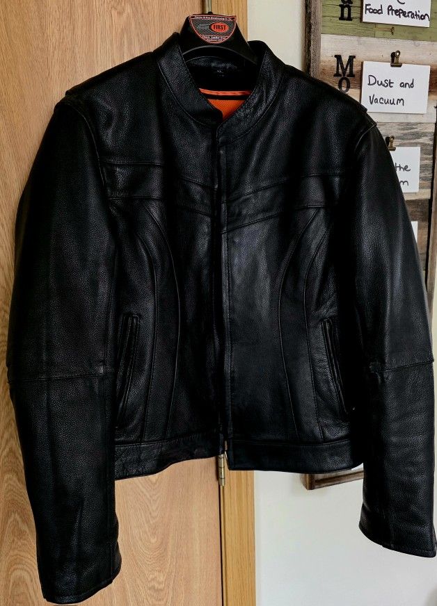Ladies Riding Genuine Leather Jacket-Removable Liner XL