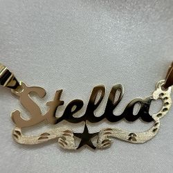 14k Gold Star Style Nameplate