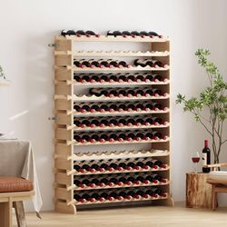 120 Bottles-12 Rows Stackable Modular Wine Holder Rack, Wine Storage Rack, Solid Wooden Wine Display Shelves (12 Rows x 10 Bottles/Row)