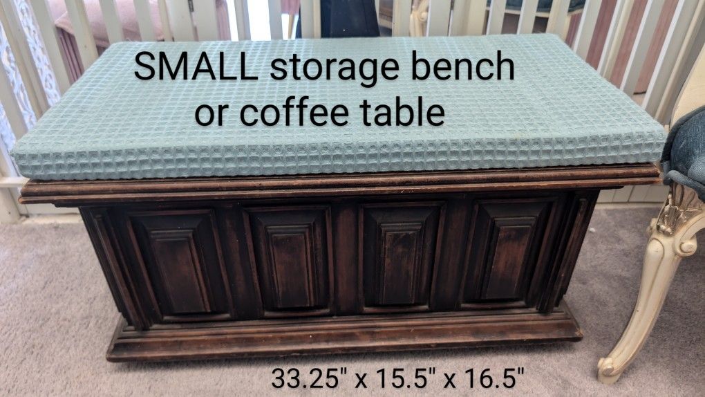 Antique bench, coffee table, TV cabinet