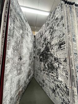 Large Abstract Area Rug Black and White