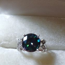 Beautiful Sterling Silver Mystic Topaz Crystal Ring Women's Size 8.5 