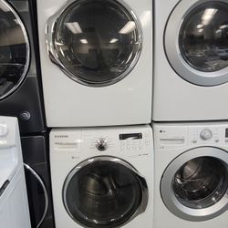 Samsung Front Load Washer And Stackable Gas Dryer Set 